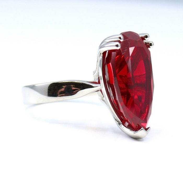 The Empress Ruby — a 16 carat pear-cut pigeon blood red ruby ring by The Bardot Collection.
